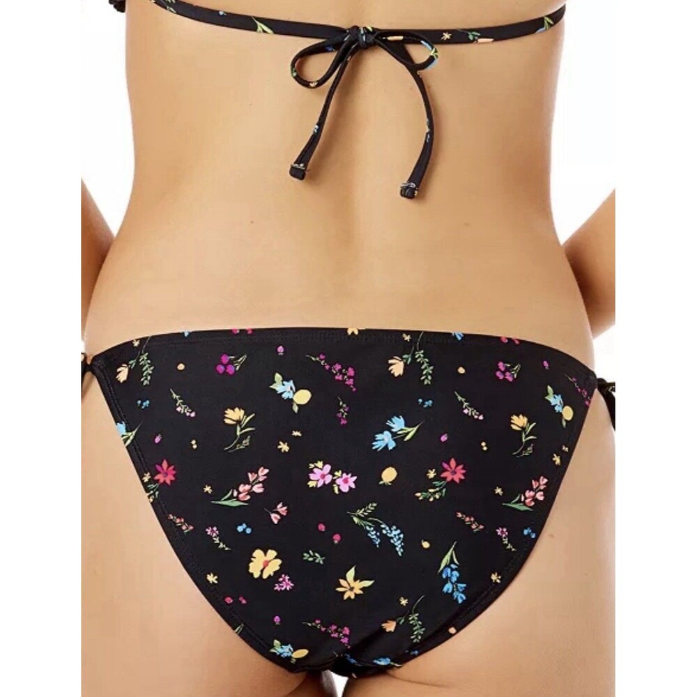 Salt + Cove 2 Piece Crochet Halter Triangle Bikini Set Size L Black Floral New - Picture 6 of 11